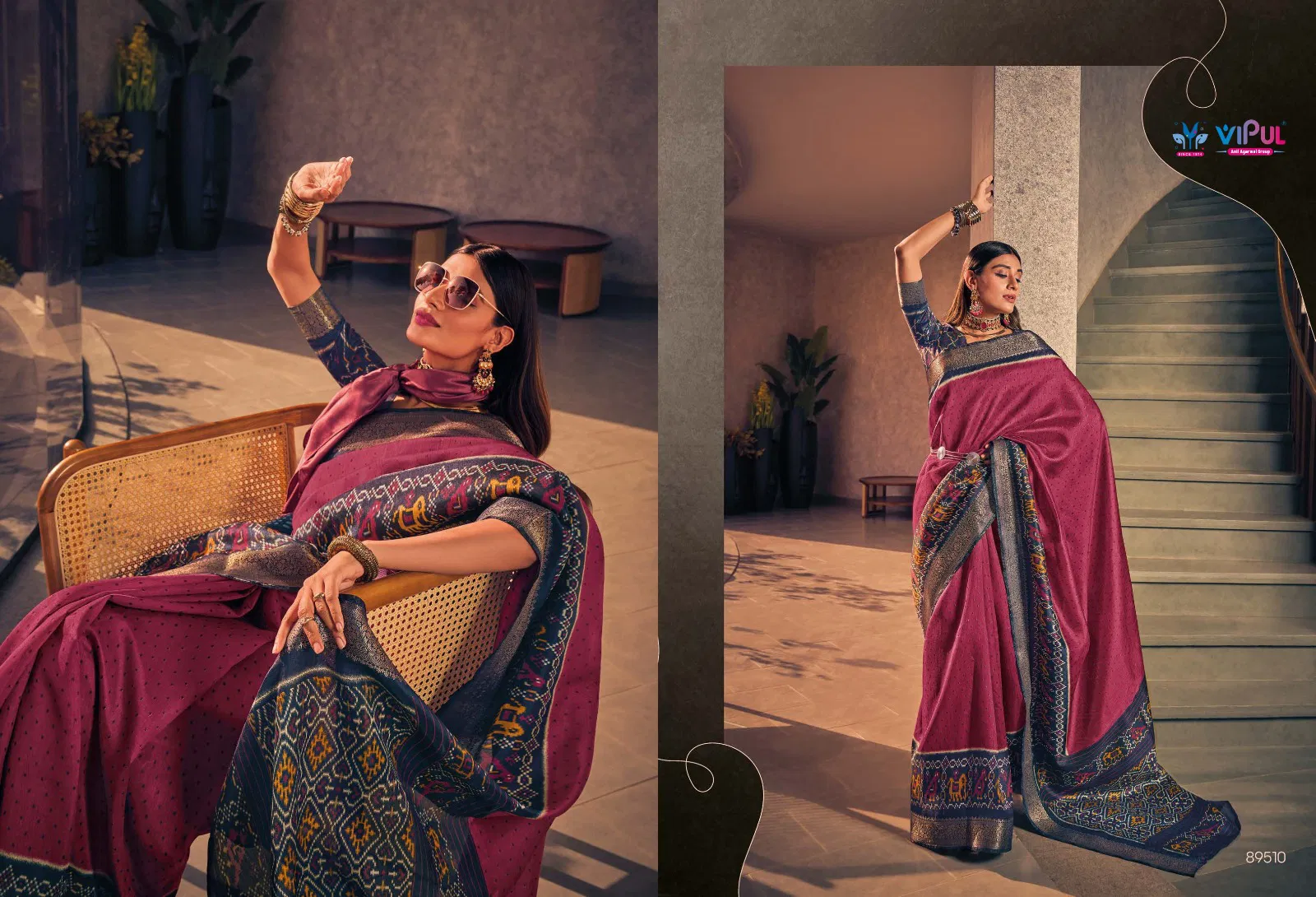 Venus Silk By Vipul Two Tone Silk Woven Border Saree Wholesalers In Delhi